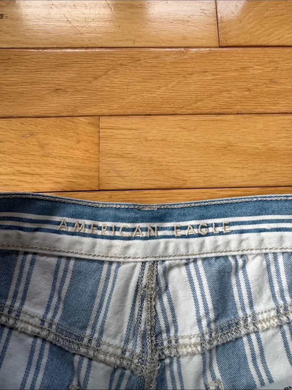 American Eagle mom jeans in blue and white stripes - 6